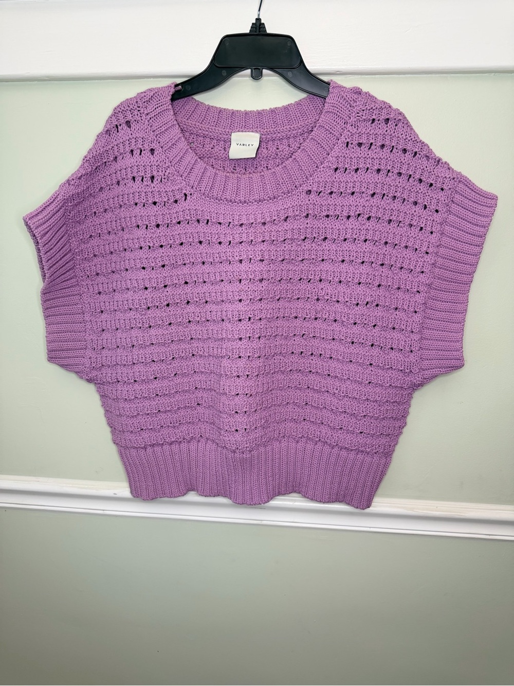 Varley Short Sleeve Open Knit Sweater Large